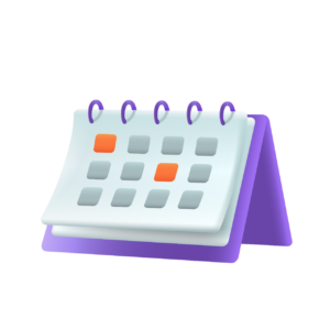 Desk calendar with marked dates 3d cartoon style icon-Photoroom